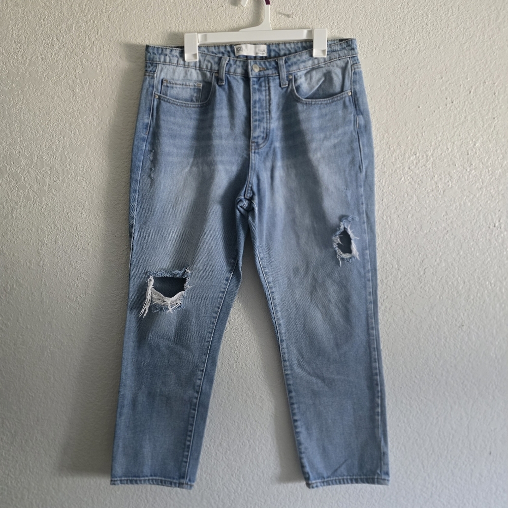 RSQ 11/30waist womens light wash distressed boyfriend jeans